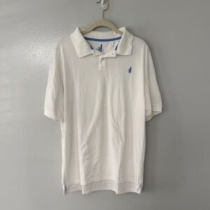 Johnnie-O White Polo Shirt with Blue Logo Size XL Golf Summer Travel